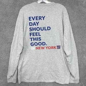 Vineyard Vines x NY Giants T Shirt Mens Sz L Gray Long Sleeve 2-Side Pocket Logo